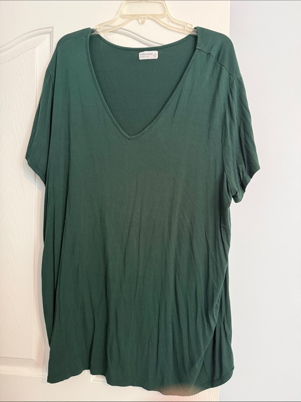 Maternity Plus Size Maurices Deep Forest Green V-Neck Short Sleeve Tee